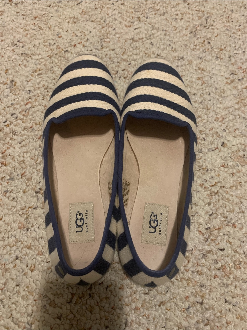 UGG Women’s Navy & Cream Striped Slip-Ons